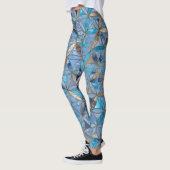 Blume des Lebensmusters - Blauer Edelstein und Gol Leggings (Links)