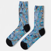 Blume des Lebensmusters blauer Marmor Socken (Linkes Detail)