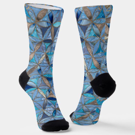 Blume des Lebensmusters blauer Marmor Socken (Gewinkelt)