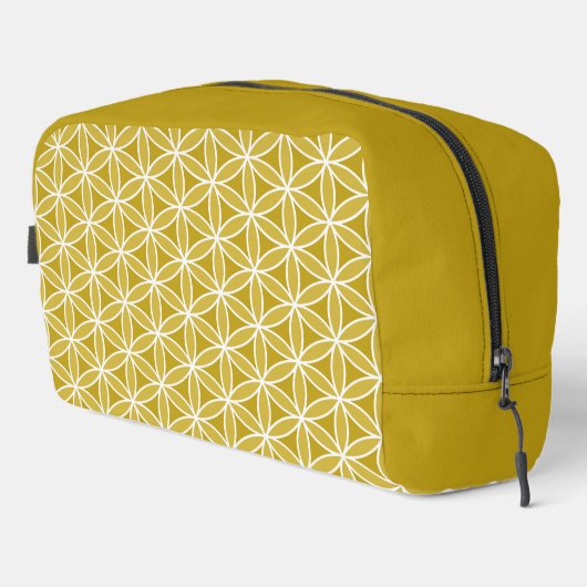 Blume des Lebensmusters - Golds & White Waschbeutel (Rechte Ecke)