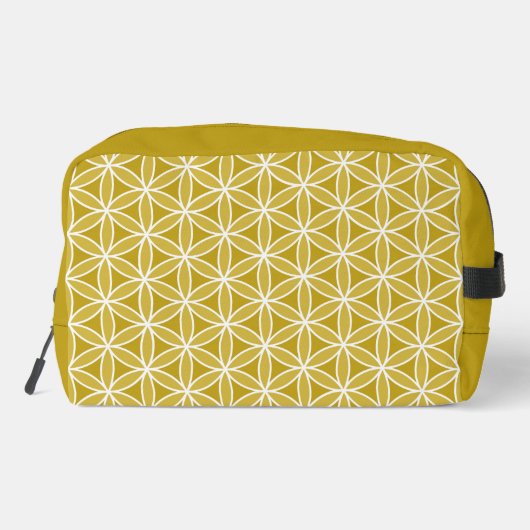 Blume des Lebensmusters - Golds & White Waschbeutel (Rückseite)