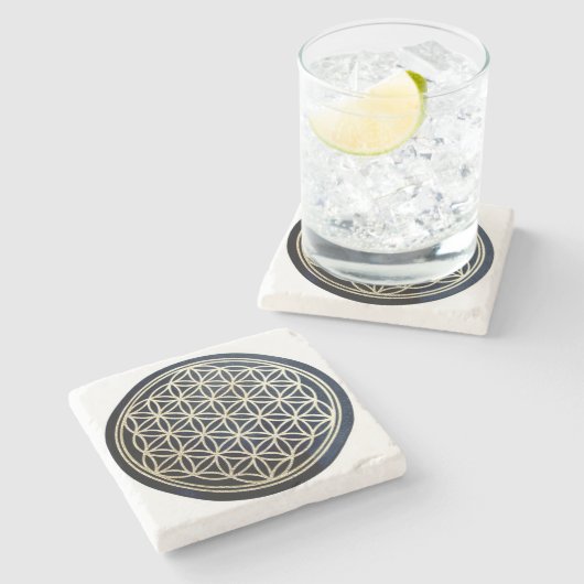 Blume des Lebenstein-Untersetzer Steinuntersetzer (Seitenansicht)