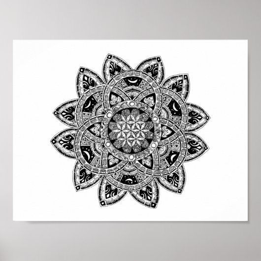 Blume des Lebenszendoodles Poster (Vorne)