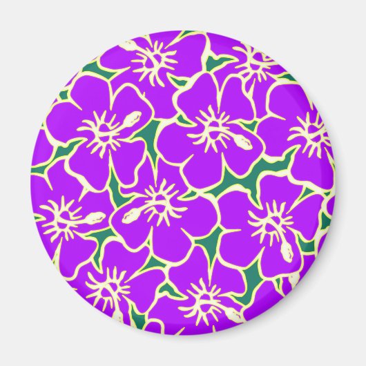 Blume des lila Hibiskus Tropical Hawaiian Luau Magnet (Vorne)