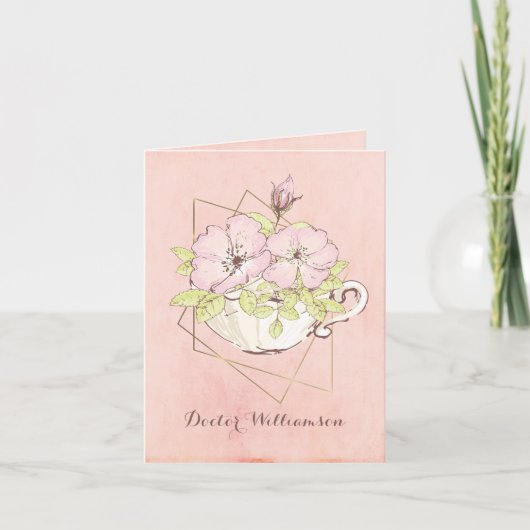 Blume des Medizinstudiums Tea Cup Pink Karte (Vorderseite)