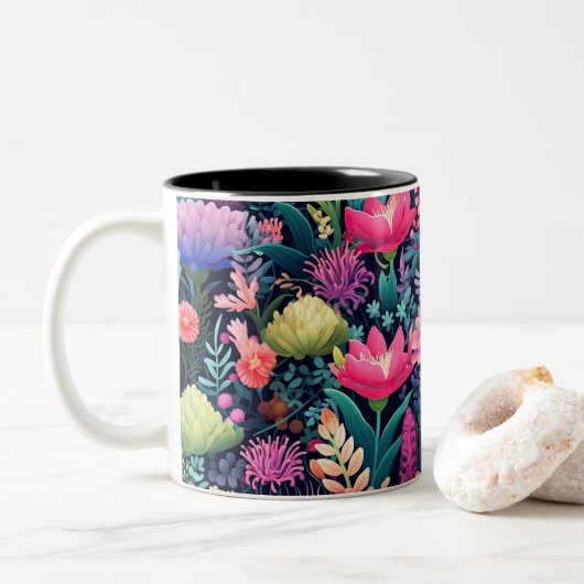 Blume des Meeres - Meeresgarten Zweifarbige Tasse (Mit Donut)