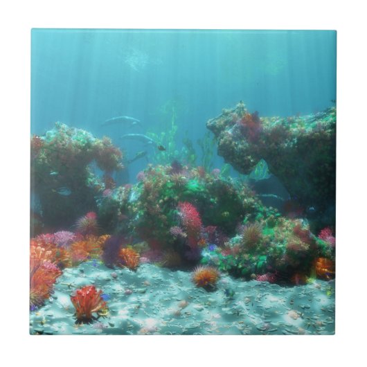 Blume des Meeresdekorativen Tile / Trivet Fliese (Vorderseite)