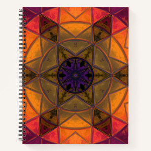 Blume des Mosaiks Kaleidoskop Gelb und Lila Notizblock