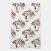 Blume des Pferdes boho floral Geschirrtuch (Vertikal)