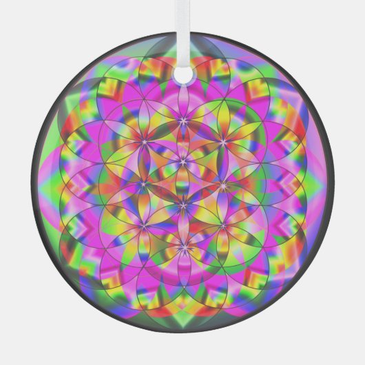 Blume des Regenbogenglases Ornament Aus Glas (Vorderseite)