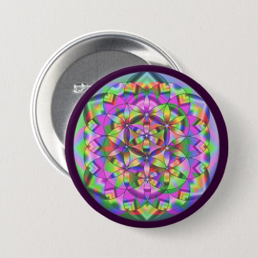 Blume des Regenbogens Button (Vorne & Hinten)