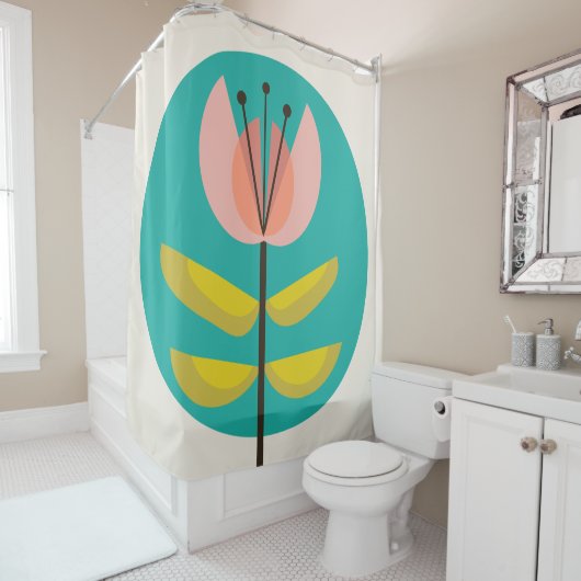 Blume des Retro-Mitteljahrhunderts Duschvorhang (Beispiel)