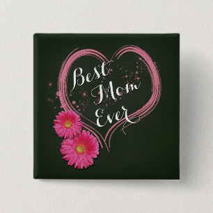 Blume des rosa Herzens Muttertag - Schaltfläche Button