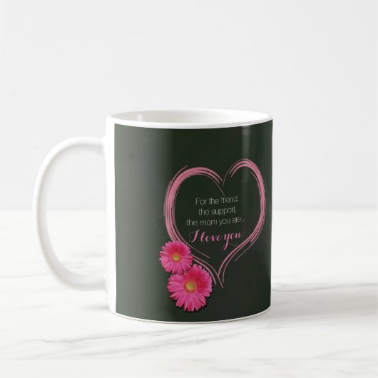 Blume des rosa Herzens Muttertag - Tasse (Links)