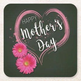 Blume des rosa Herzens Muttertag - Untersetzer auf