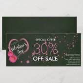 Blume des rosa Herzens Valentinstag Ermäßigungskar (Vorne/Hinten)