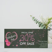 Blume des rosa Herzens Valentinstag Ermäßigungskar (Stehend Vorderseite)