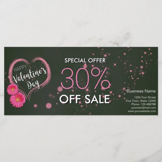 Blume des rosa Herzens Valentinstag Ermäßigungskar (Vorderseite)