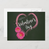 Blume des rosa Herzens Valentinstag Feiertagspostkarte (Vorne/Hinten)