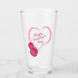 Blume des rosa Herzens Valentinstag Glas