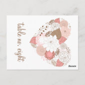 Blume des rosa und braunen Herzens Tischnummer Pos (Rückseite)