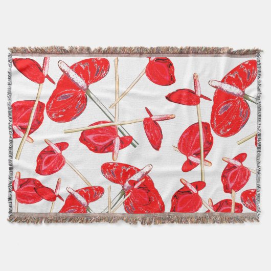 Blume des roten Anthurium-Pattern Decke (Vorderseite)