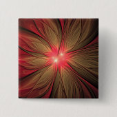 Blume des roten Fraktals Button (Vorderseite)