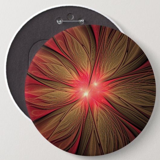 Blume des roten Fraktals Button (Vorne & Hinten)