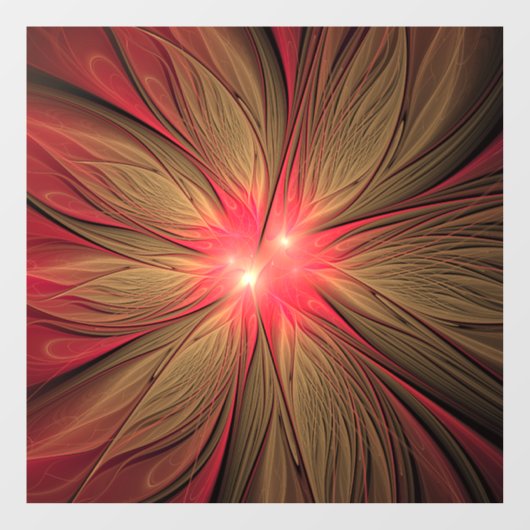 Blume des roten Fraktals Fensteraufkleber (Blatt)