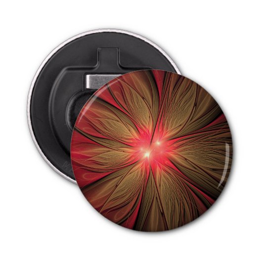 Blume des roten Fraktals Flaschenöffner (Vorderseite)