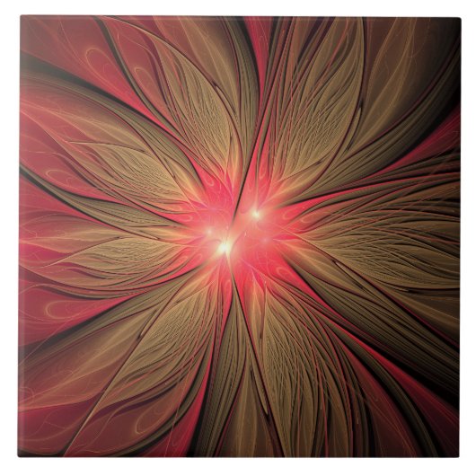 Blume des roten Fraktals Fliese (Vorderseite)