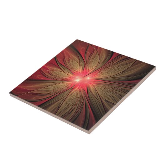 Blume des roten Fraktals Fliese (Seite)