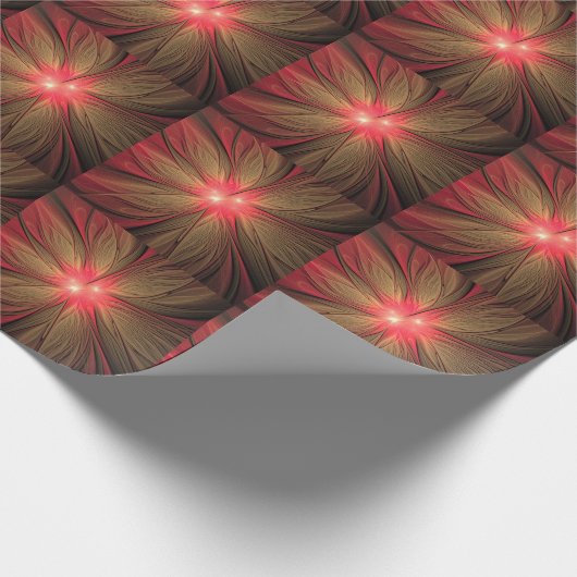 Blume des roten Fraktals Geschenkpapier (Ecke)