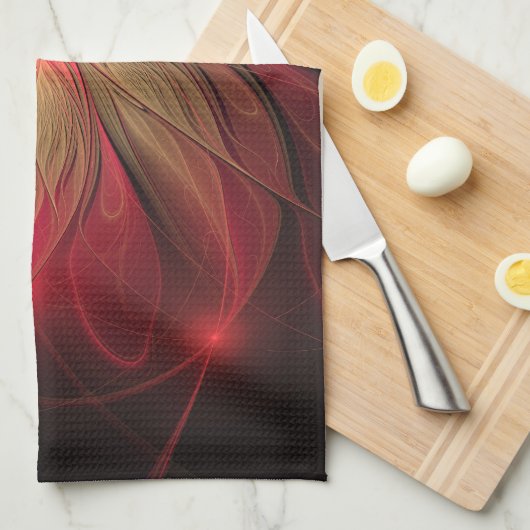 Blume des roten Fraktals Geschirrtuch (Viertel Falte)