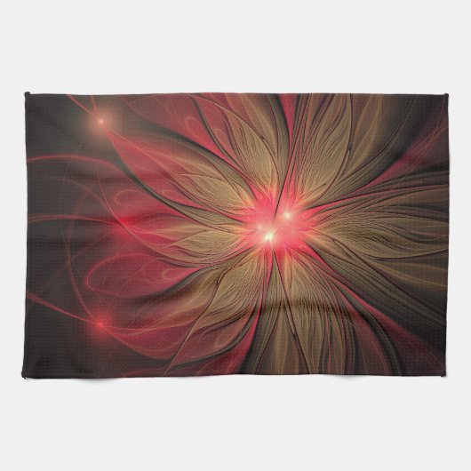 Blume des roten Fraktals Geschirrtuch (Horizontal)