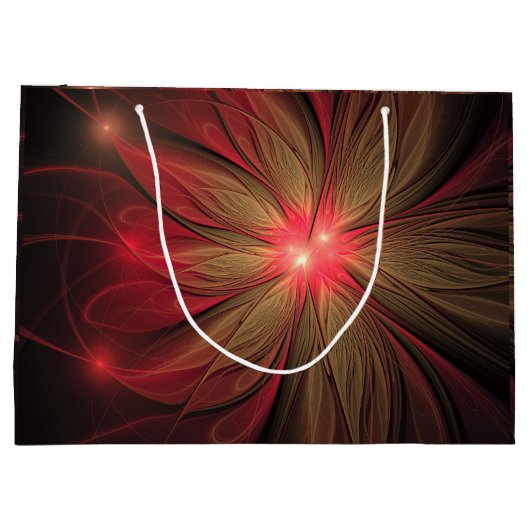 Blume des roten Fraktals Große Geschenktüte (Rückseite)