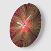 Blume des roten Fraktals Große Wanduhr (Winkel)