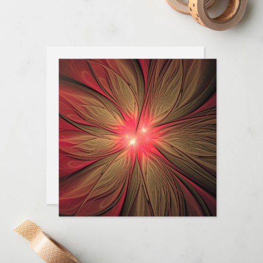 Blume des roten Fraktals Mitteilungskarte (Vorderseite/Rückseite Beispiel)