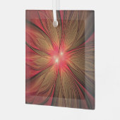 Blume des roten Fraktals Ornament Aus Glas (Vorderseite links)