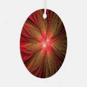 Blume des roten Fraktals Ornament Aus Metall (Vorderseite Rechts)