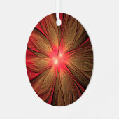 Blume des roten Fraktals Ornament Aus Metall (Vorderseite links)