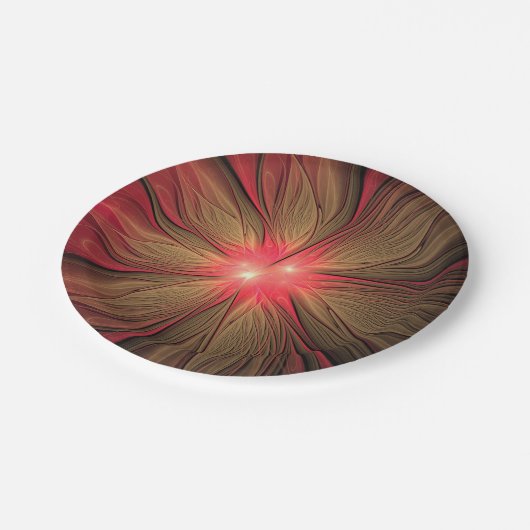 Blume des roten Fraktals Pappteller (Schrägansicht)