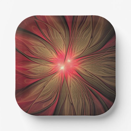 Blume des roten Fraktals Pappteller (Vorderseite)
