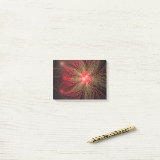 Blume des roten Fraktals Post-it Klebezettel (Auf Schreibtisch)