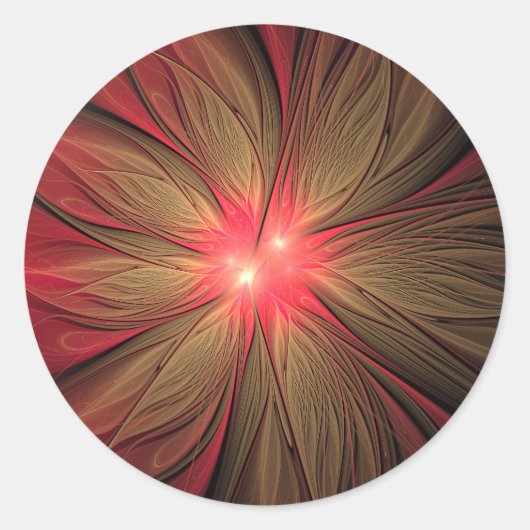 Blume des roten Fraktals Runder Aufkleber (Vorderseite)