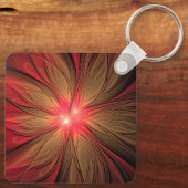 Blume des roten Fraktals Schlüsselanhänger (Rückseite)
