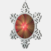 Blume des roten Fraktals Schneeflocken Zinn-Ornament (Rechts)