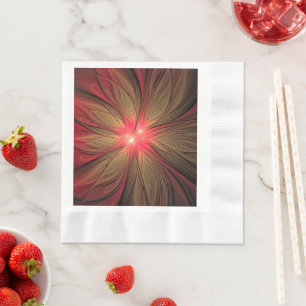 Blume des roten Fraktals Serviette