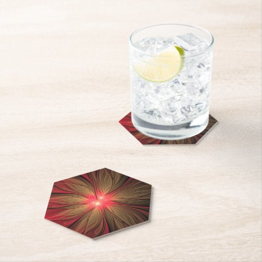 Blume des roten Fraktals Untersetzer (Vor Ort)