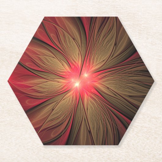 Blume des roten Fraktals Untersetzer (Vorderseite)
